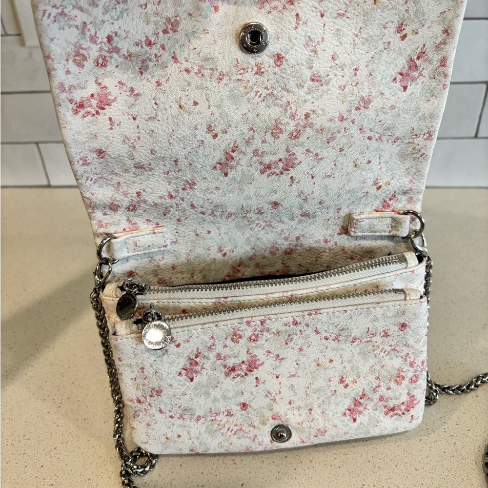 NWOT BCBGeneration Clutch Purse Shoulder Bag Chain Strap White Pink Leather - Picture 7 of 11